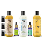 Rey Naturals Complete Hair Care Kit- Castor Oil+Coconut Oil+Almond Oil+Rosemary Oil+Teatree Oil